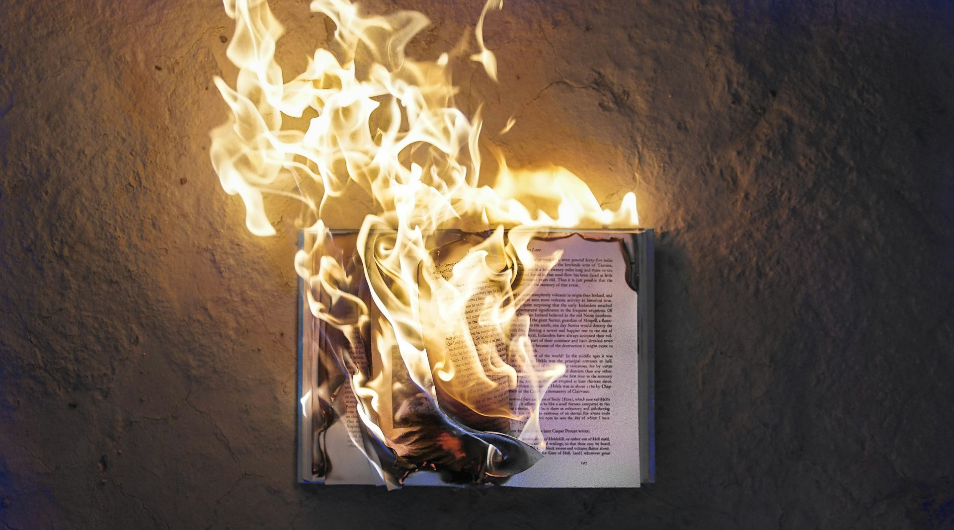 burning open book